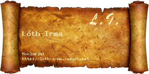 Lóth Irma névjegykártya